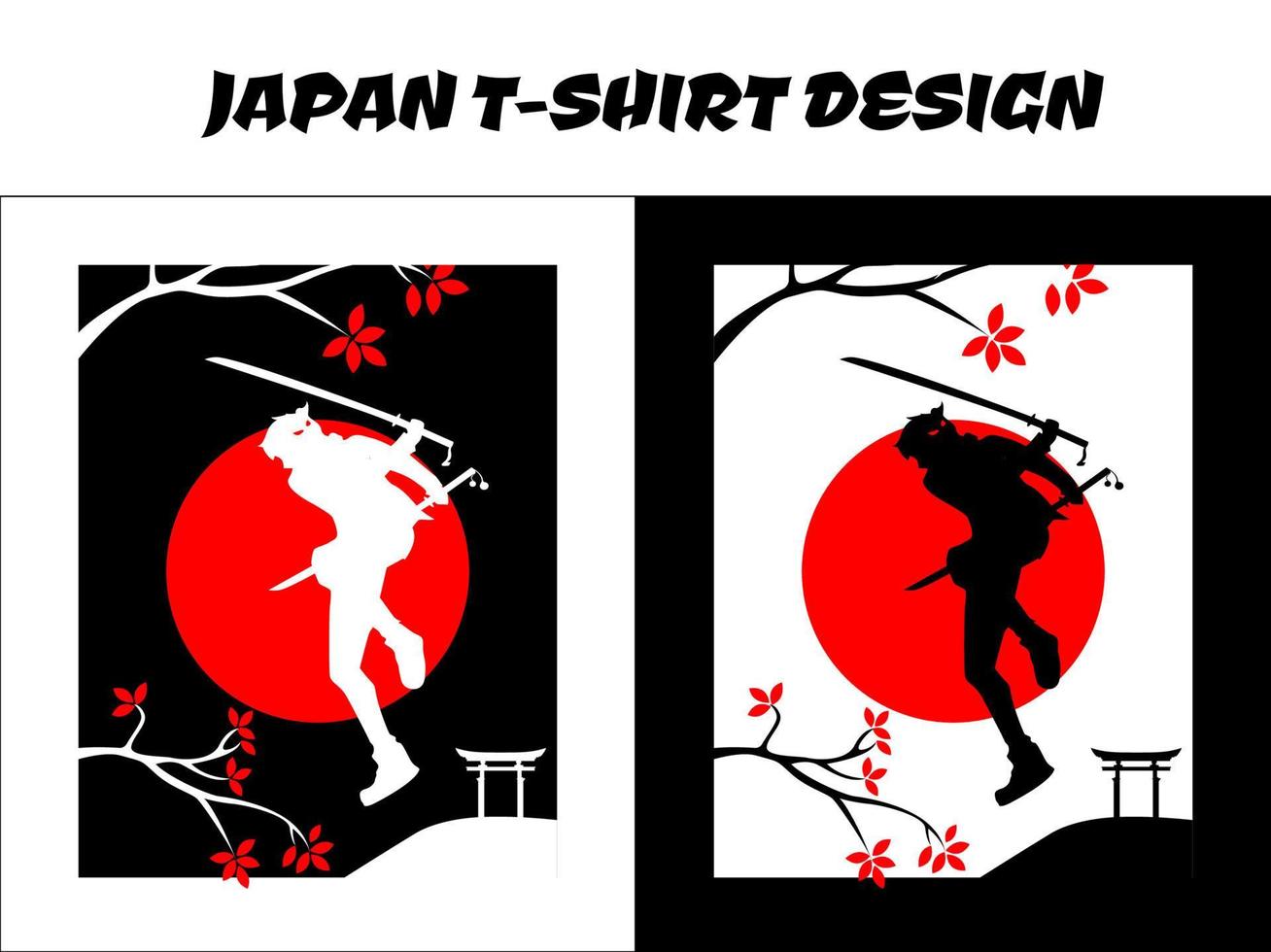 vector de anime samurai de silueta para el concepto de camiseta de diseño, salto samurai con estilo anime, niño samurai, diseño de camiseta japonesa, silueta para un tema japonés, caballero