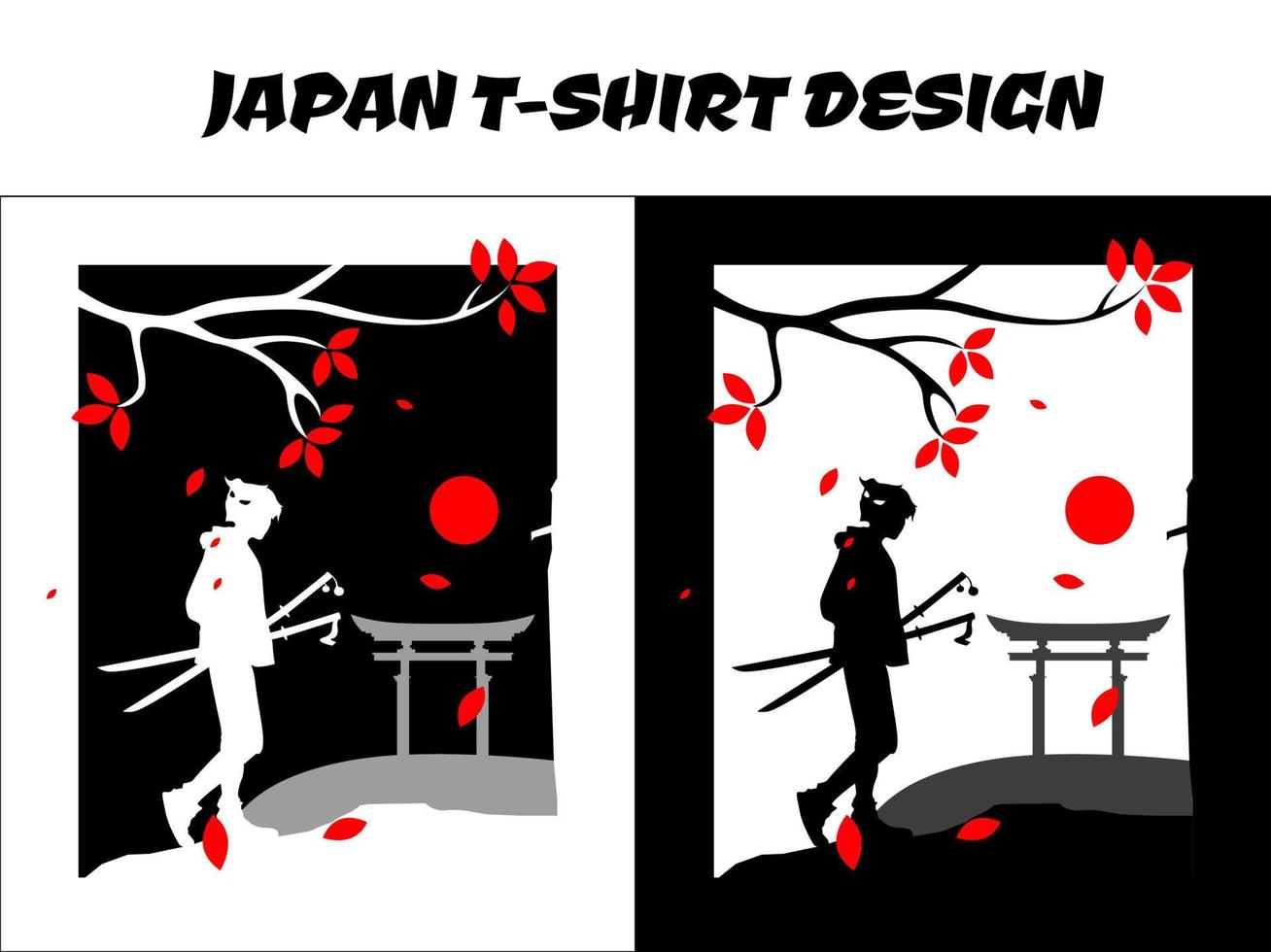 chico samurái urbano con máscara oni en la cabeza, vector de anime samurai de silueta para el concepto de camiseta de diseño, diseño de camiseta japonesa, silueta para un tema japonés, niño caminando con dos espadas