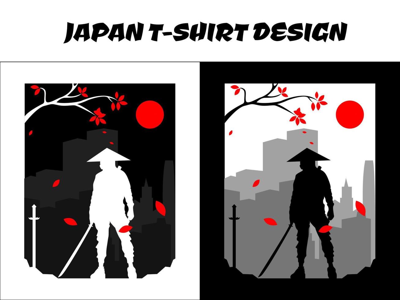 ilustración de vector de samurai urbano, ronin, vector samurai de Japón de silueta para el concepto de camiseta de diseño, samurai de silueta, diseño de camiseta japonesa, silueta para un tema japonés