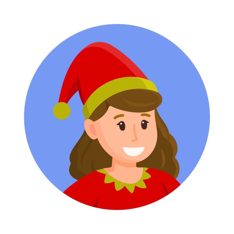 Vector illustration elf avatar. Photo of Santa's helper.