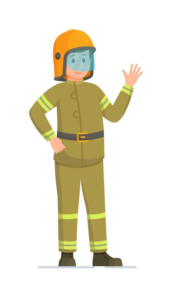 Isolated on a white firefighter's background. Putting out the fire. vector