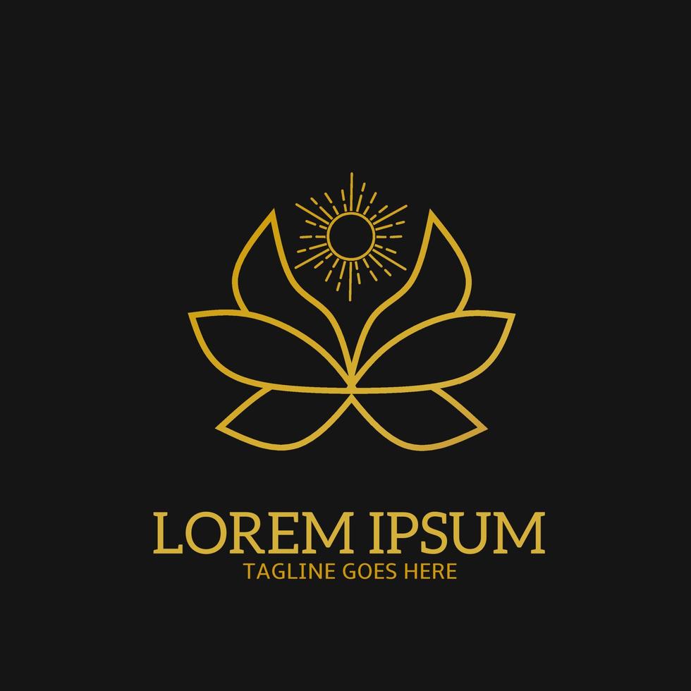 Illustration vector graphic of template logo minimalist lotus flower with sun
