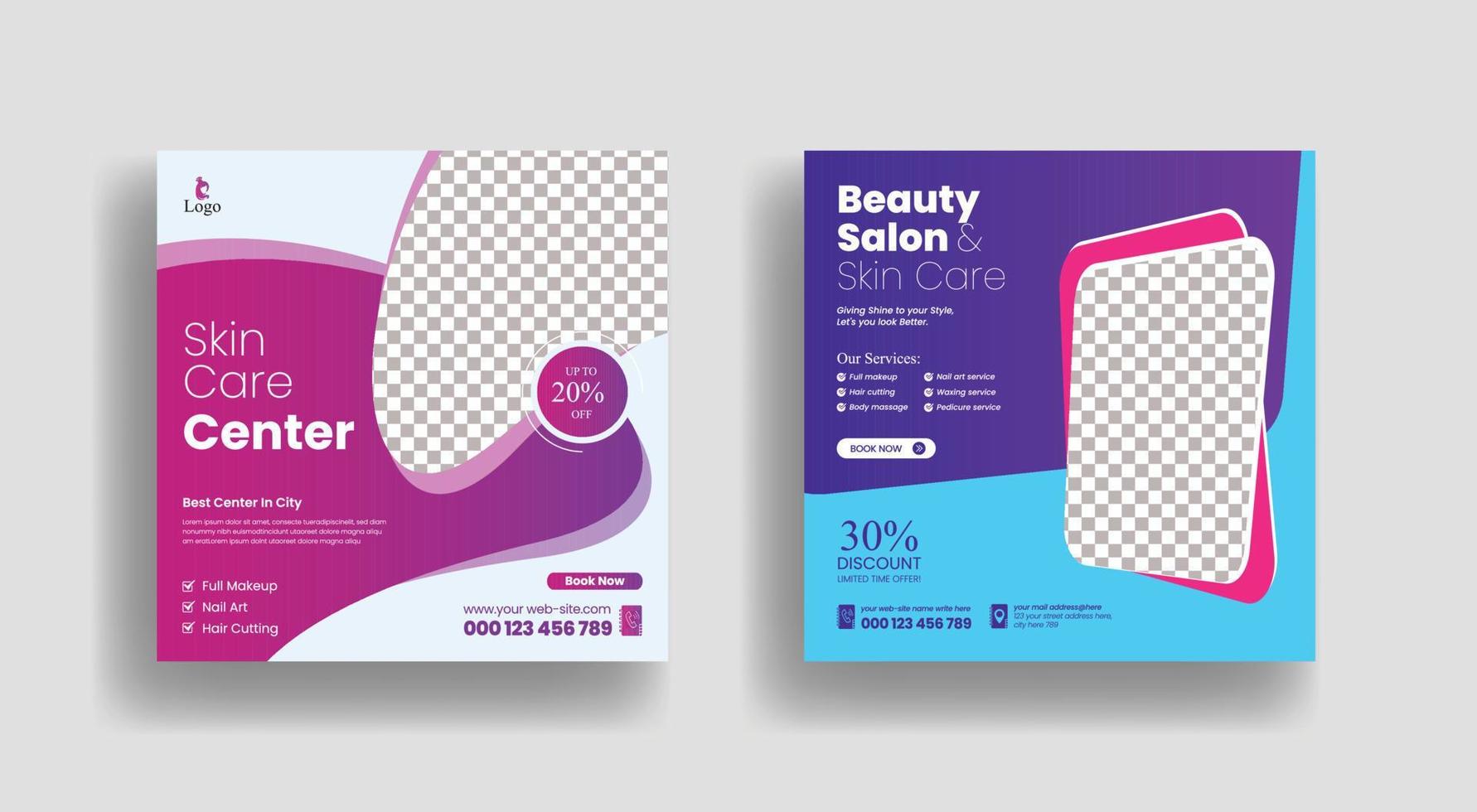 Beauty spa salon social media post banner or Square Flyer Template Design vector