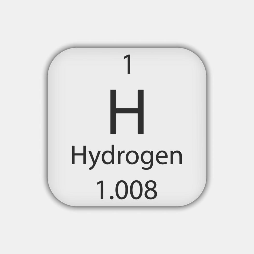 símbolo de hidrógeno elemento químico de la tabla periódica. ilustración vectorial vector