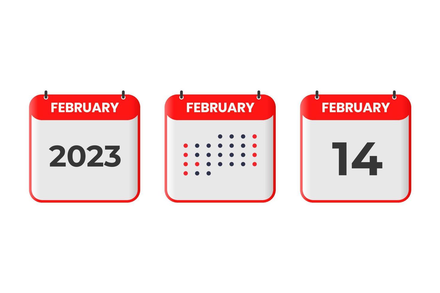 February 14 calendar design icon. 2023 calendar schedule, appointment, important date concept vector