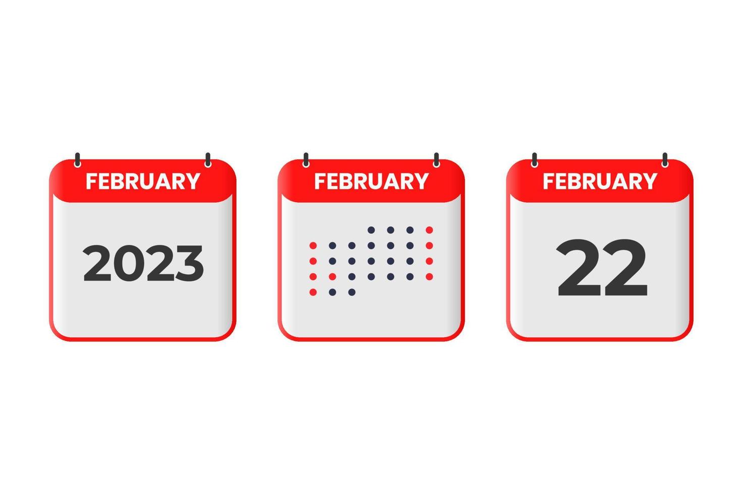 22 de febrero icono de diseño de calendario. calendario 2023, cita, concepto de fecha importante vector