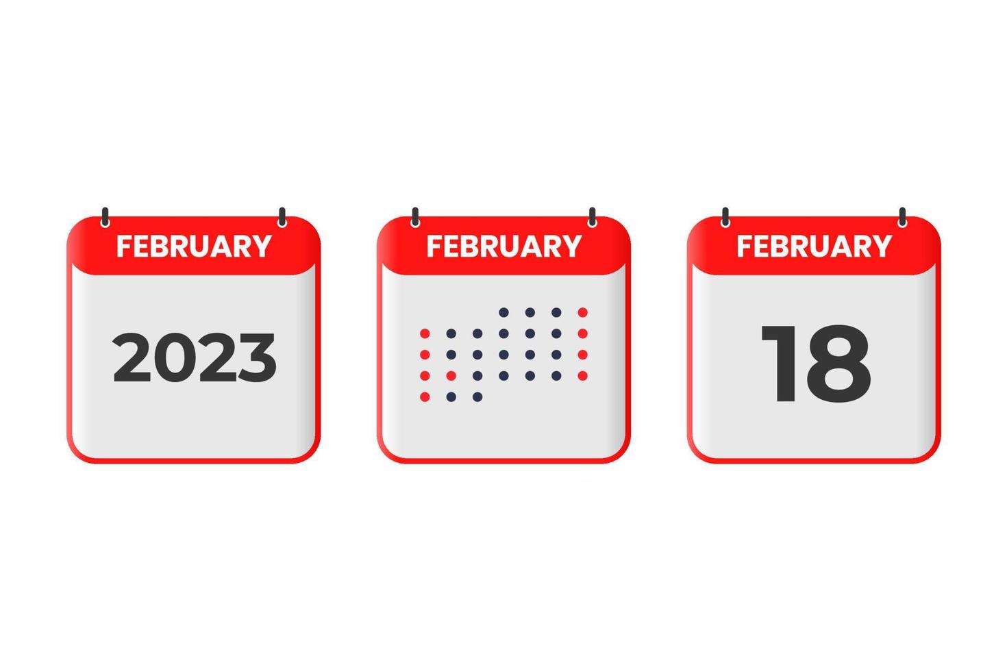 18 de febrero icono de diseño de calendario. calendario 2023, cita, concepto de fecha importante vector