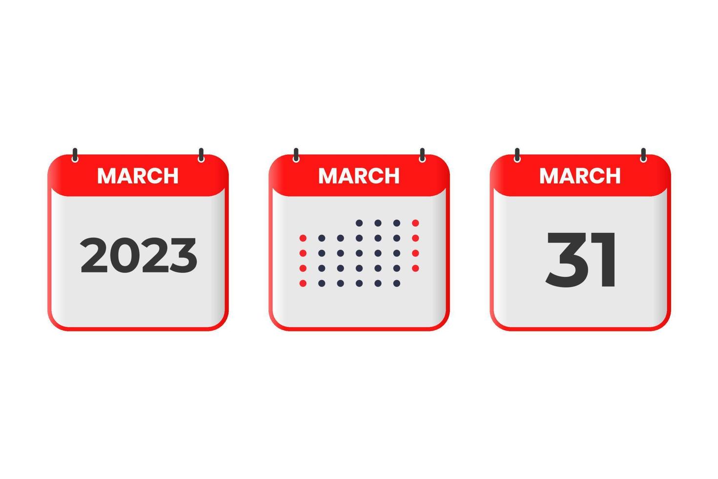 March 31 calendar design icon. 2023 calendar schedule, appointment, important date concept vector