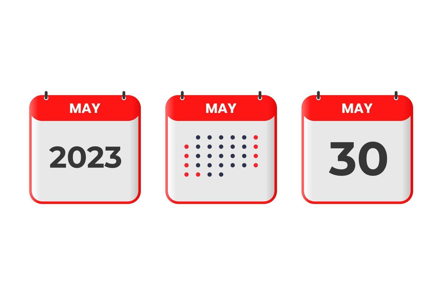 30 de mayo icono de diseño de calendario. calendario 2023, cita, concepto de fecha importante vector