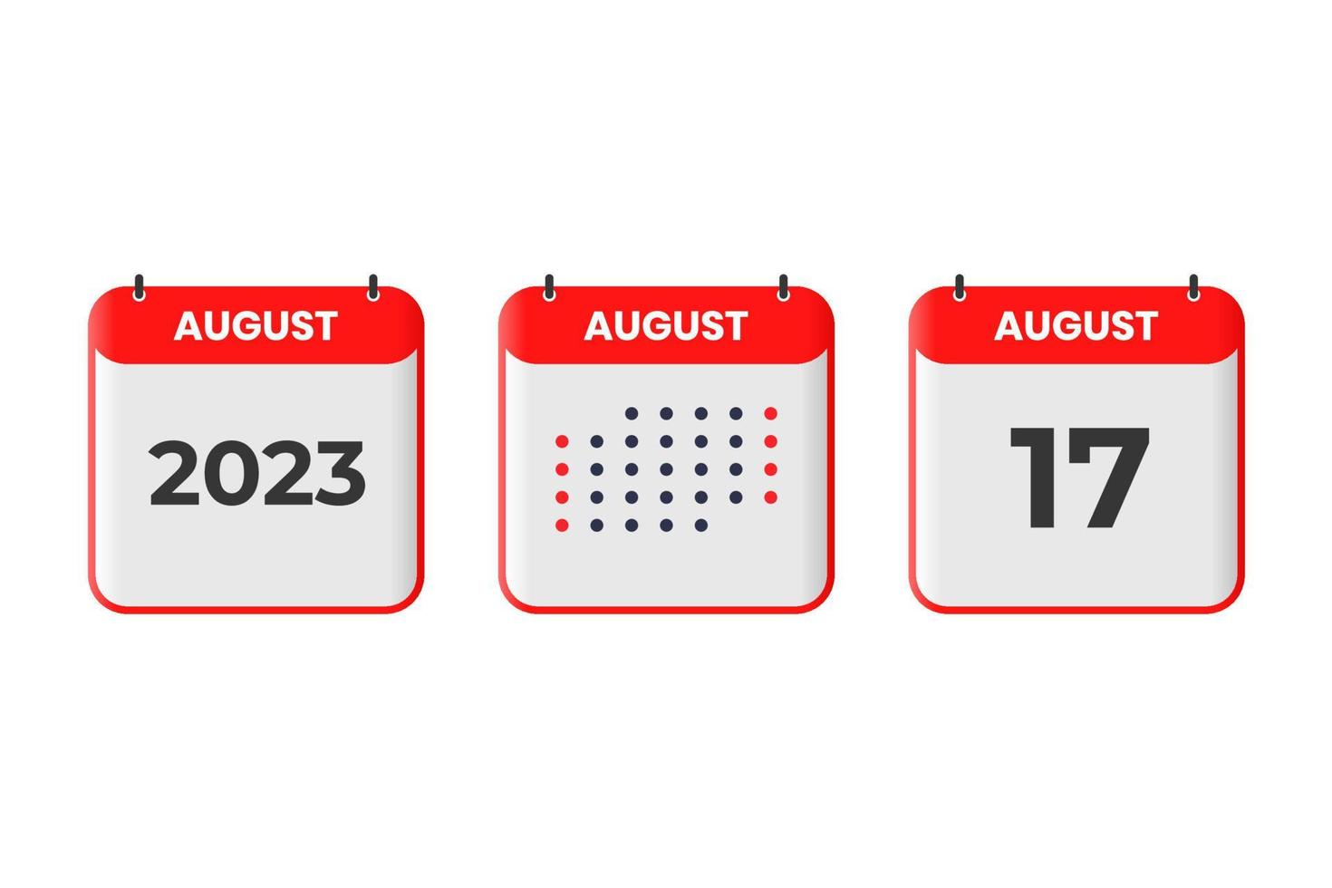 August 17 calendar design icon. 2023 calendar schedule, appointment, important date concept vector