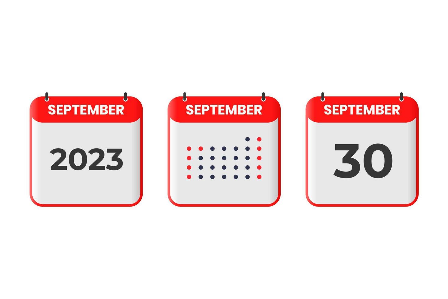 September 30 calendar design icon. 2023 calendar schedule, appointment, important date concept vector