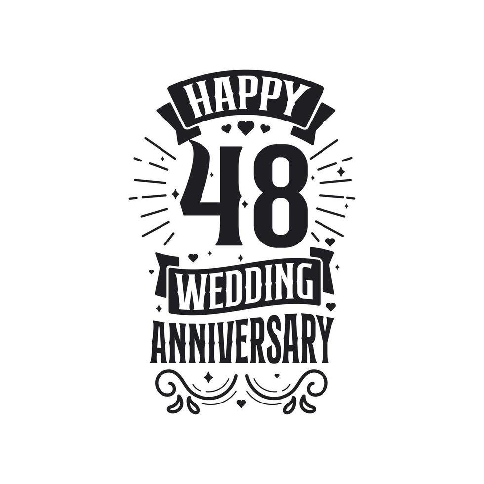 48 years anniversary celebration typography design. Happy 48th wedding anniversary quote lettering design. vector