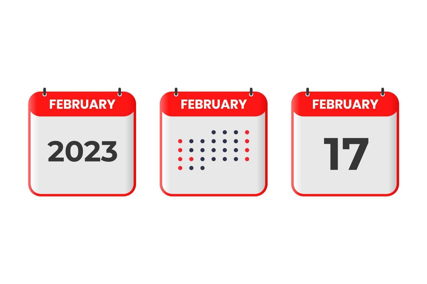 17 de febrero icono de diseño de calendario. calendario 2023, cita, concepto de fecha importante vector