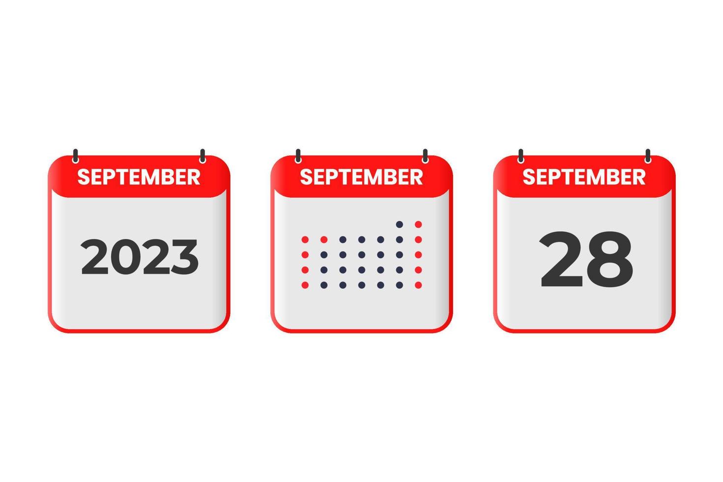 28 de septiembre icono de diseño de calendario. calendario 2023, cita, concepto de fecha importante vector