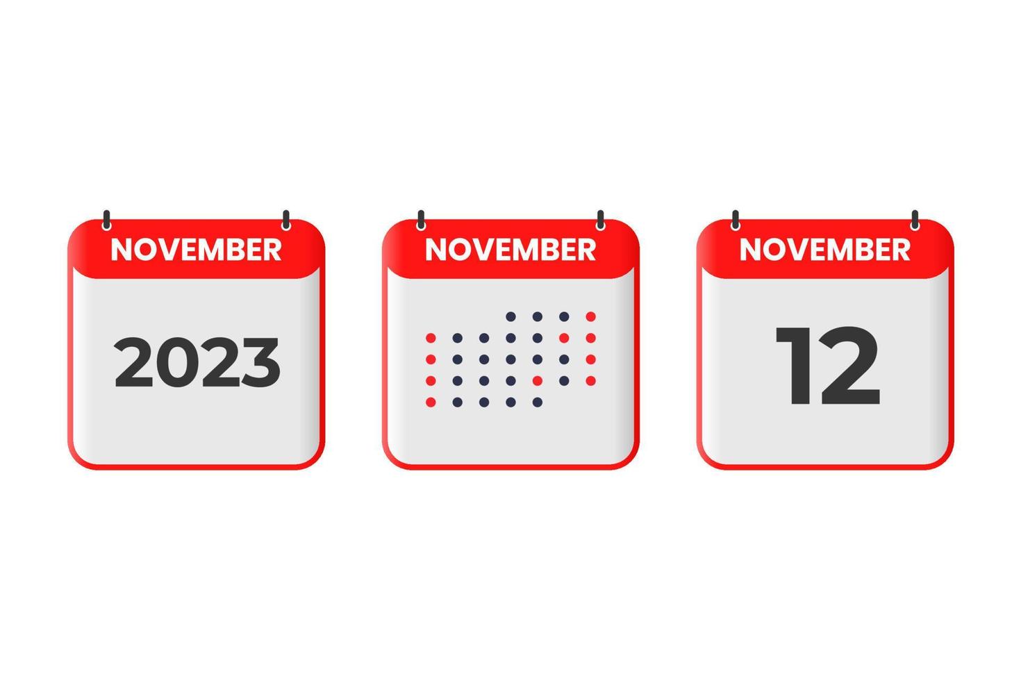 November 12 calendar design icon. 2023 calendar schedule, appointment, important date concept vector