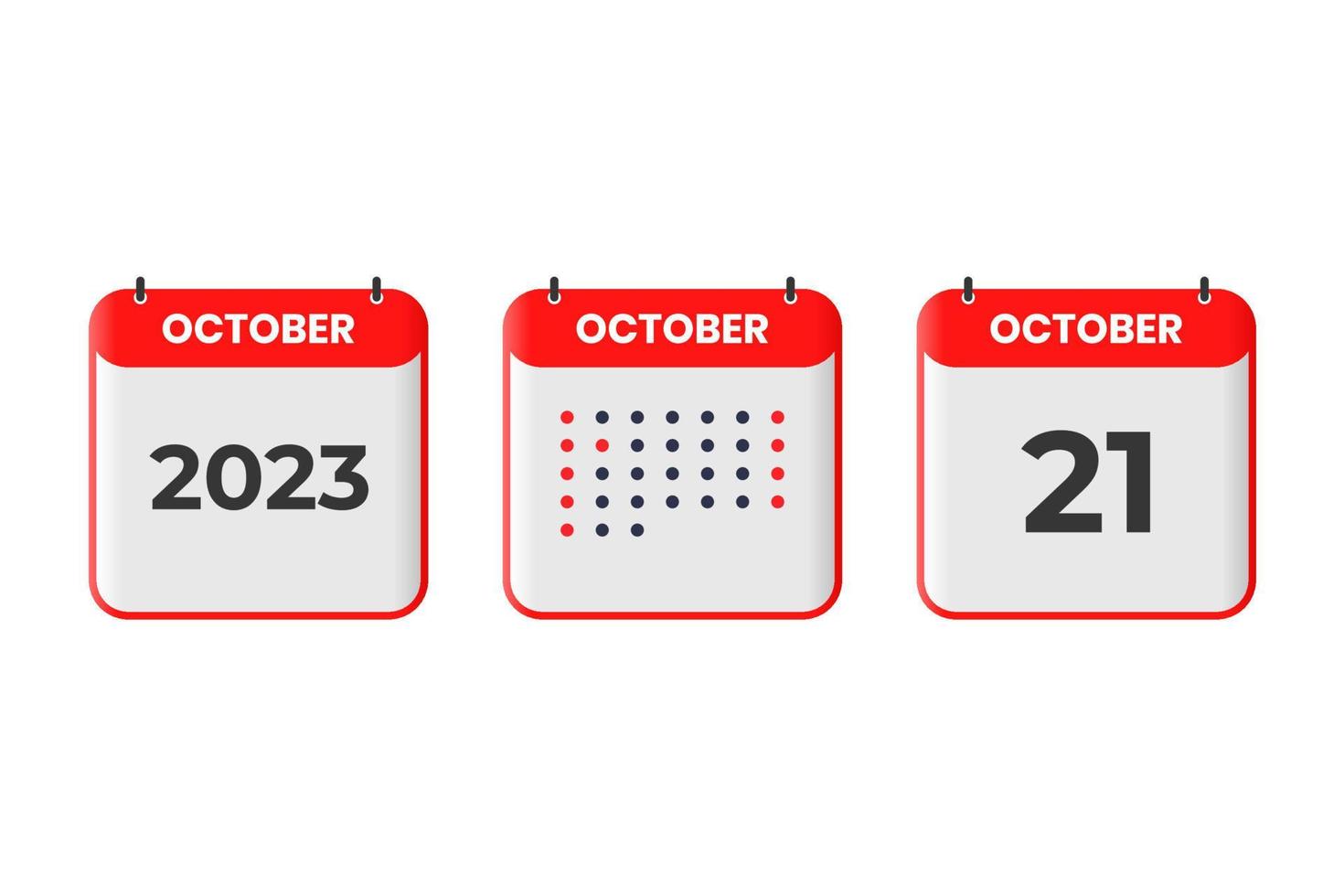 21 de octubre icono de diseño de calendario. calendario 2023, cita, concepto de fecha importante vector