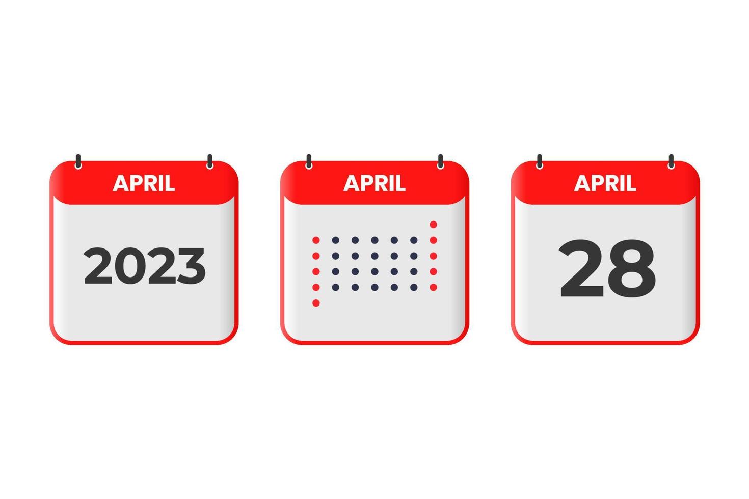 28 de abril icono de diseño de calendario. calendario 2023, cita, concepto de fecha importante vector