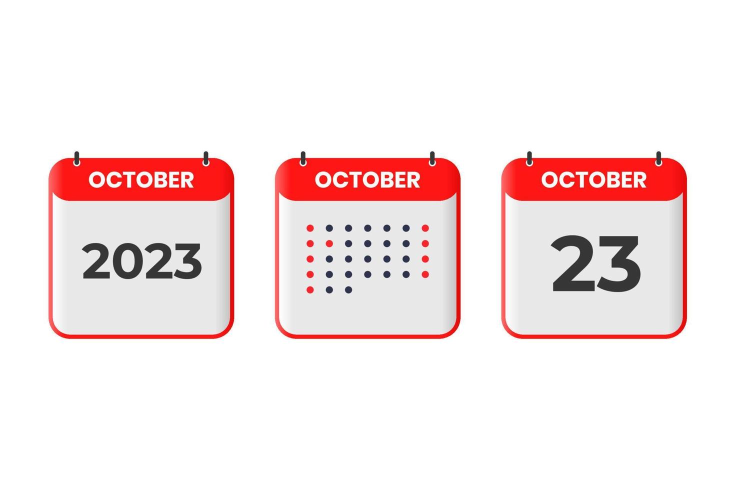 23 de octubre icono de diseño de calendario. calendario 2023, cita, concepto de fecha importante vector