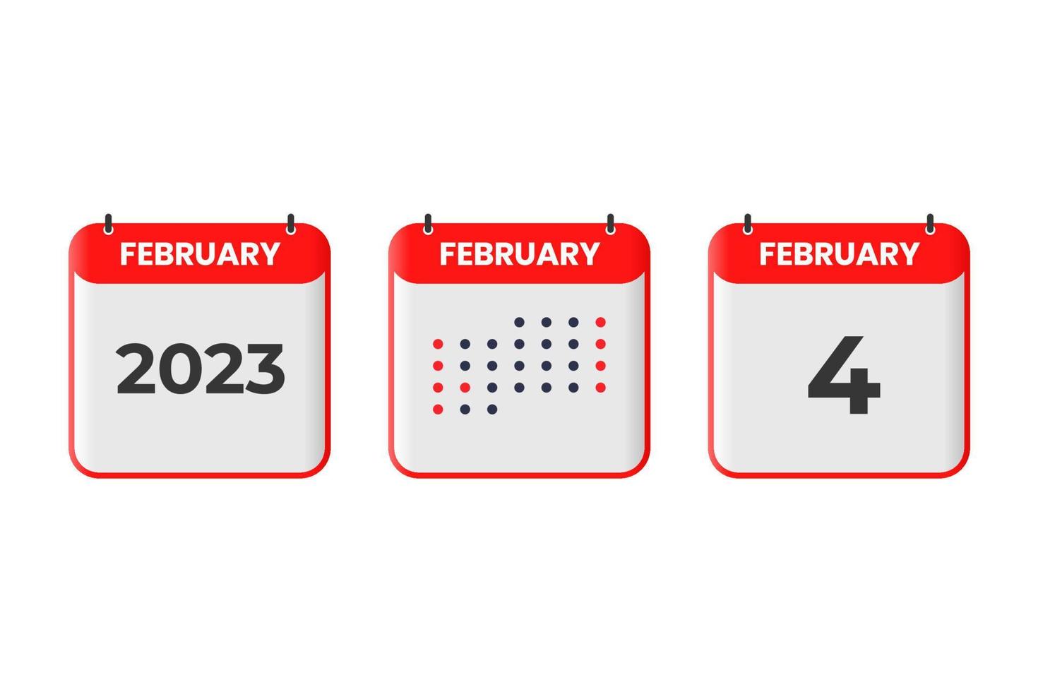 February 4 calendar design icon. 2023 calendar schedule, appointment, important date concept vector