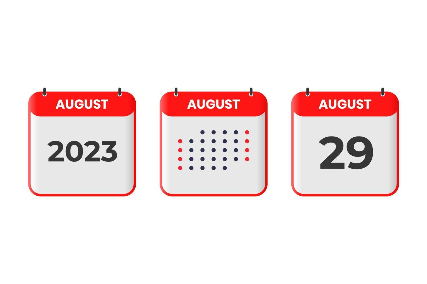 29 de agosto icono de diseño de calendario. calendario 2023, cita, concepto de fecha importante vector