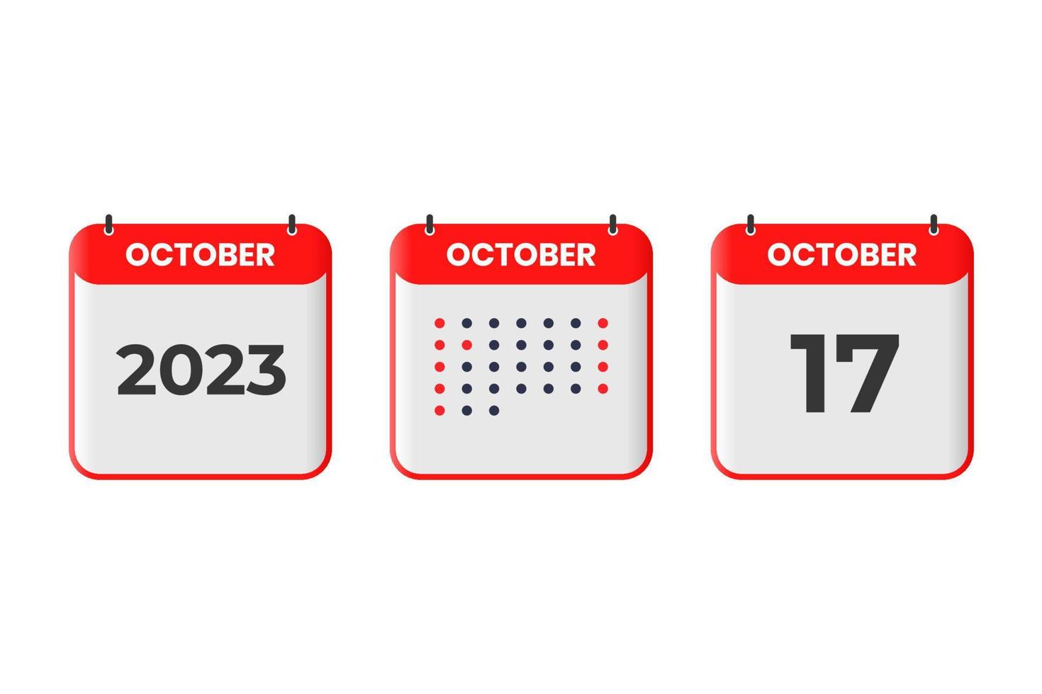 October 17 calendar design icon. 2023 calendar schedule, appointment, important date concept vector