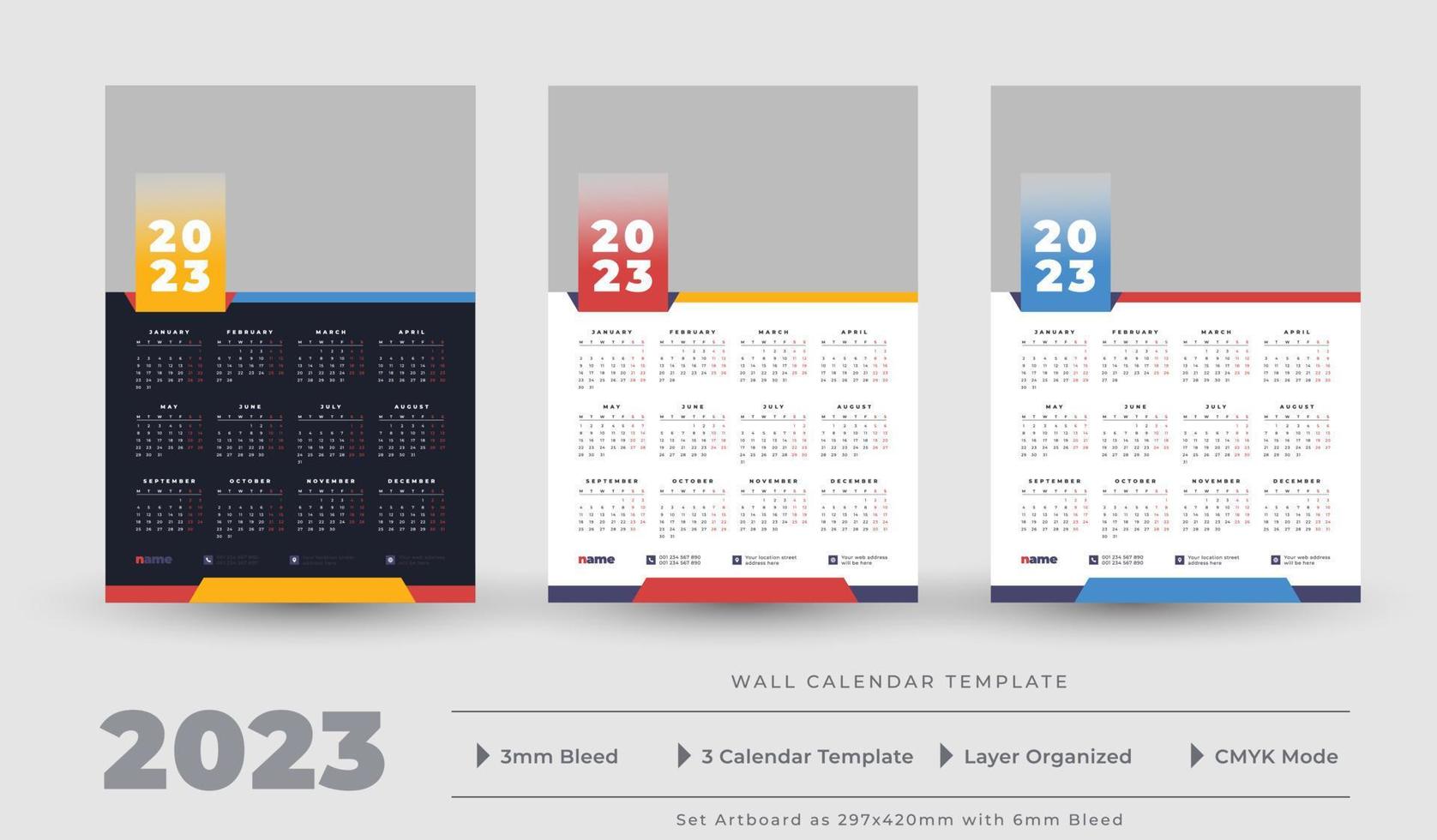 2023 Wall Calendar Template vector