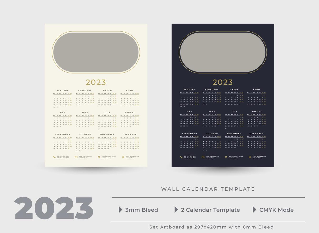 plantilla de calendario de pared 2023 vector