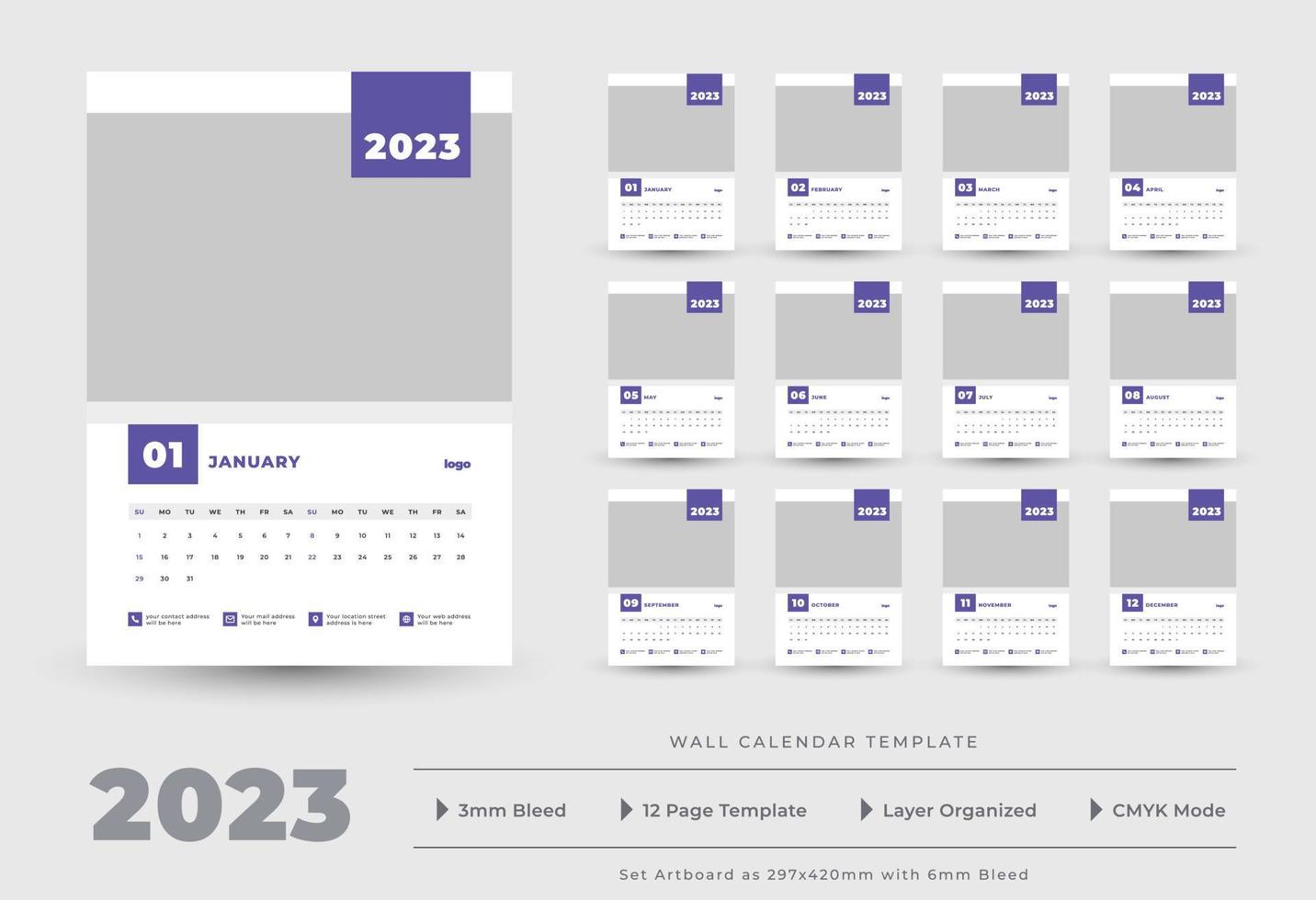 Wall Calendar 2023 vector