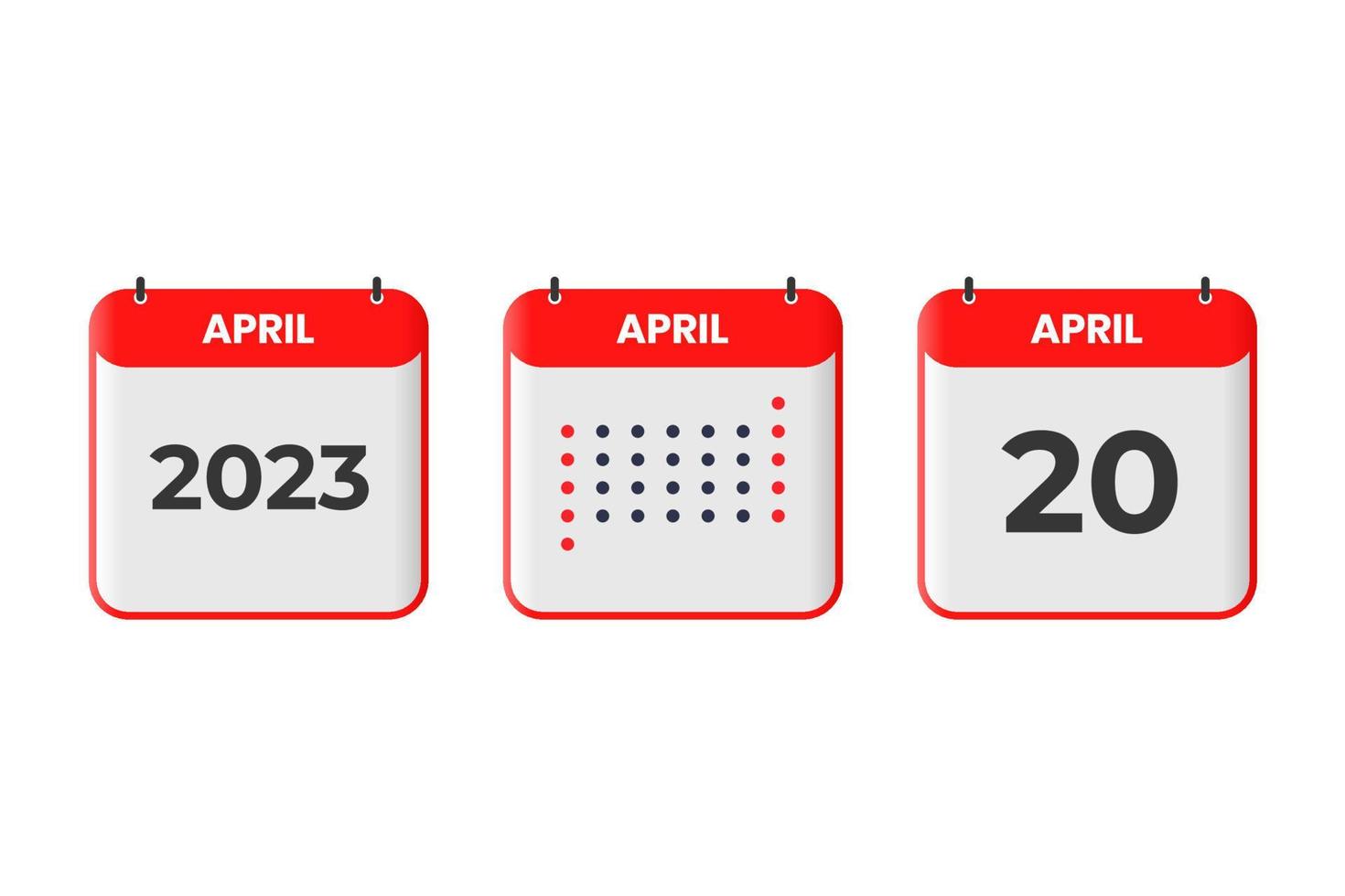 April 20 calendar design icon. 2023 calendar schedule, appointment, important date concept vector