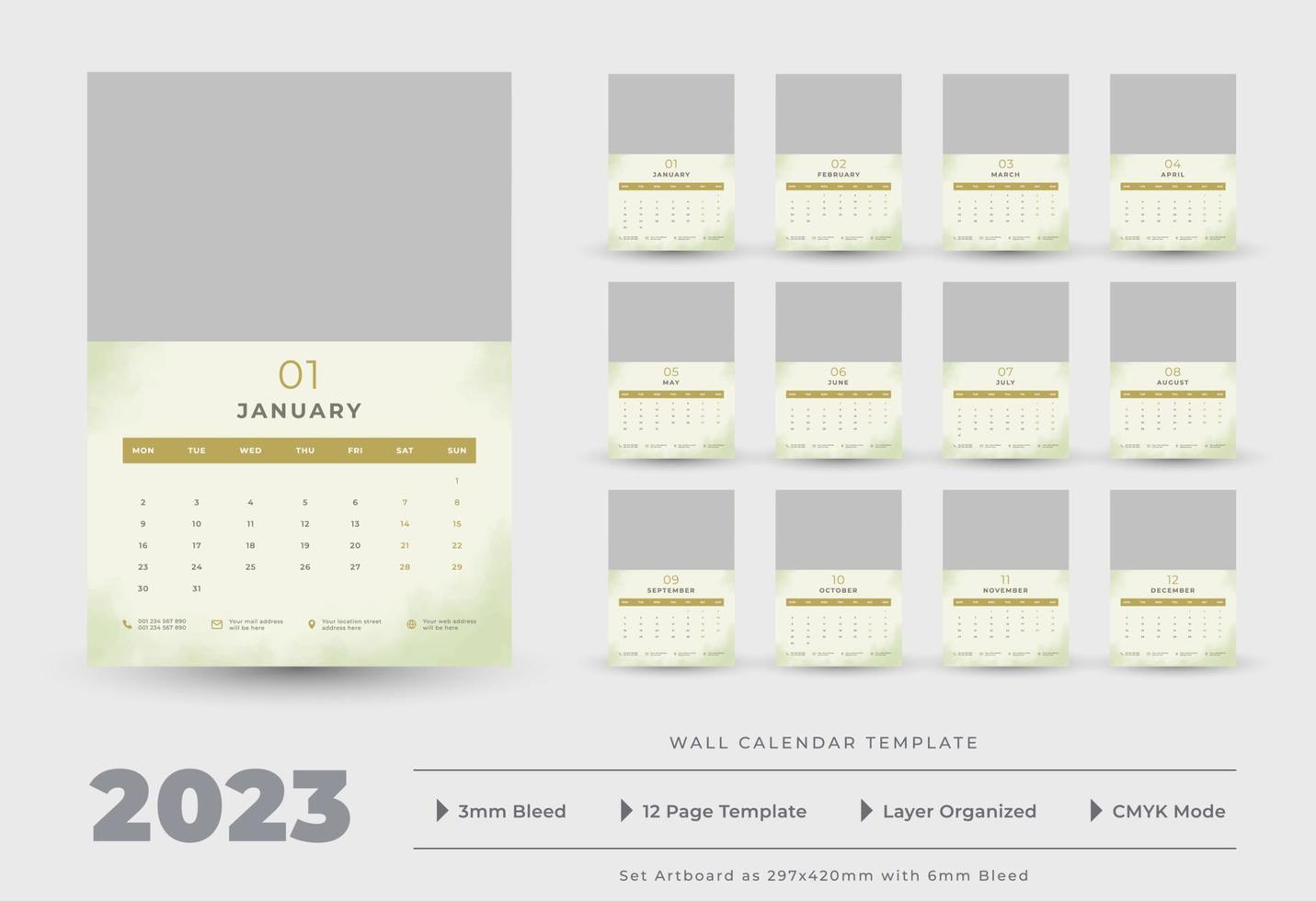 2023 Wall calendar template vector