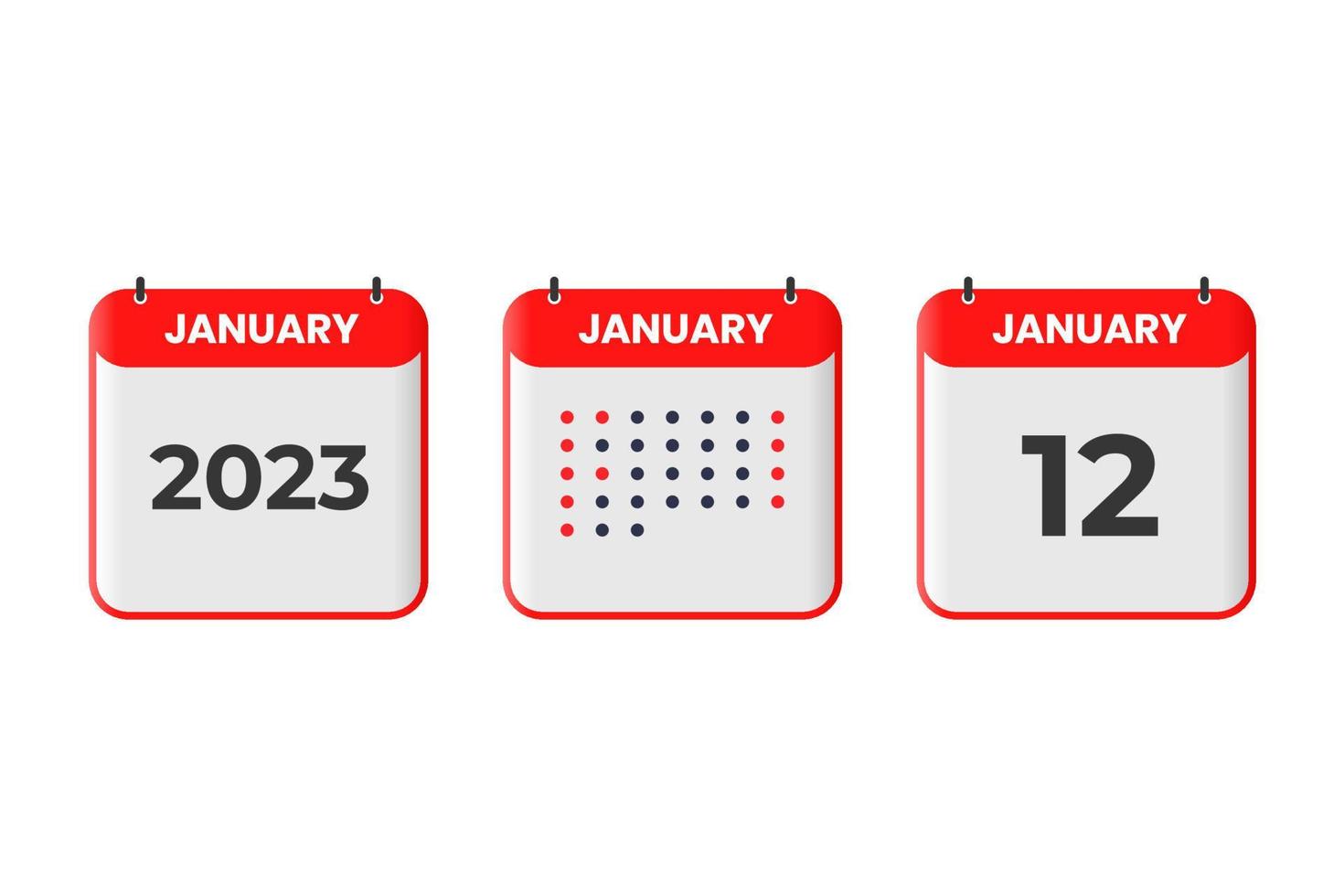 January 12 calendar design icon. 2023 calendar schedule, appointment, important date concept vector
