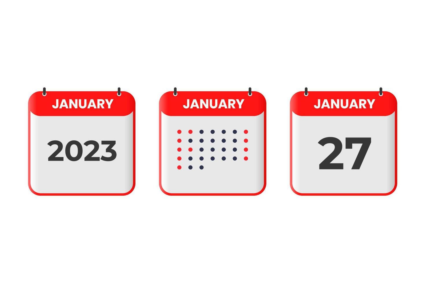 January 27 calendar design icon. 2023 calendar schedule, appointment, important date concept vector