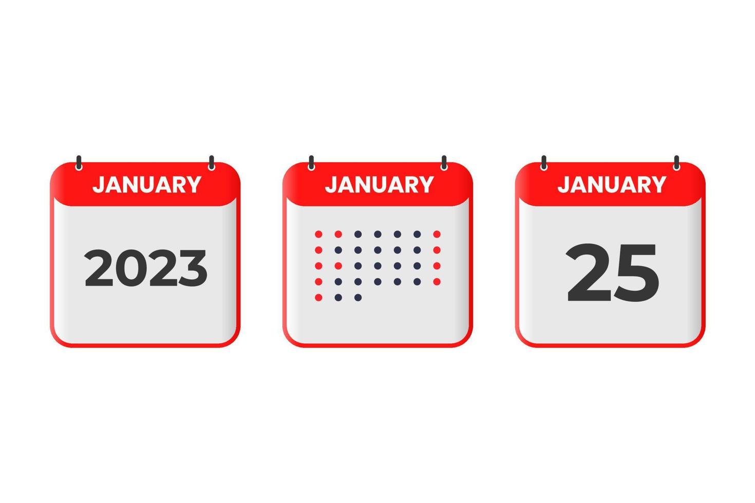 January 25 calendar design icon. 2023 calendar schedule, appointment, important date concept vector