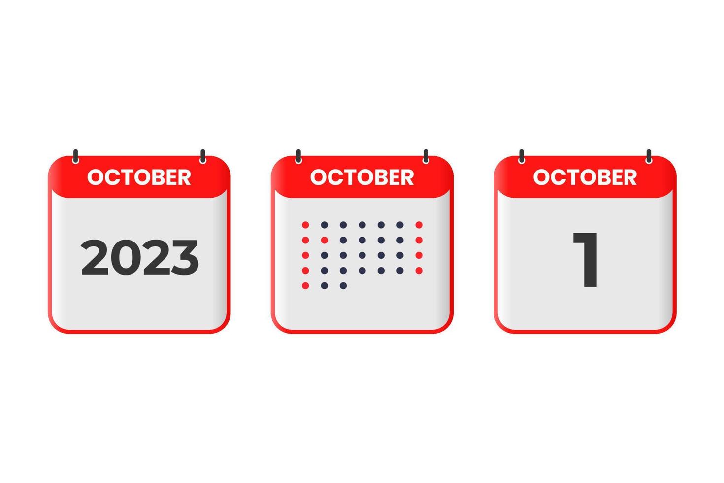 October 1 calendar design icon. 2023 calendar schedule, appointment, important date concept