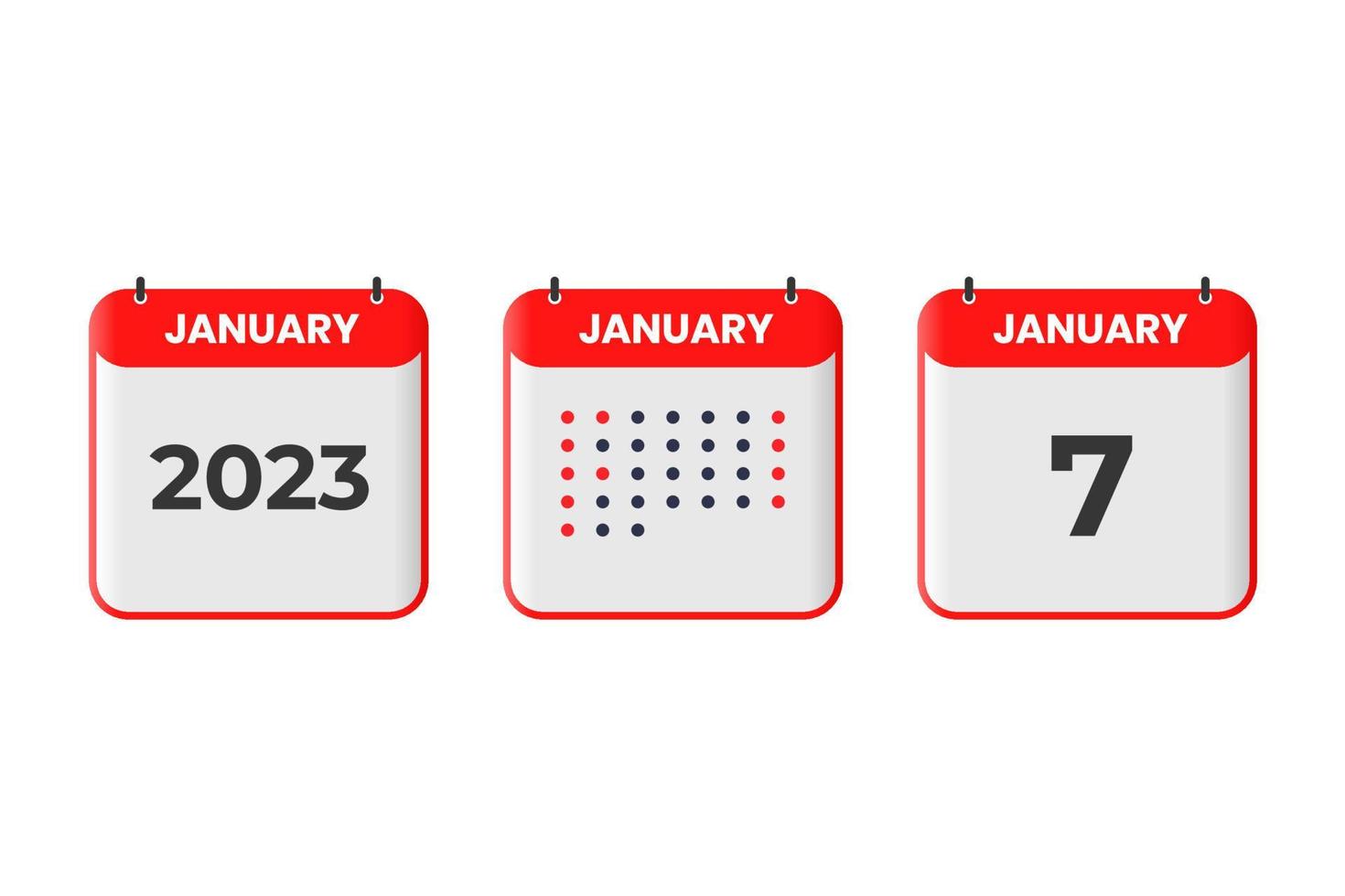 January 7 calendar design icon. 2023 calendar schedule, appointment, important date concept vector