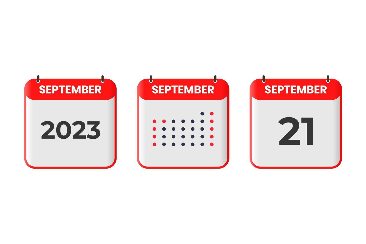 September 21 calendar design icon. 2023 calendar schedule, appointment, important date concept vector