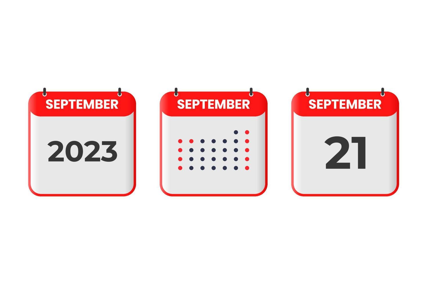 21 de septiembre icono de diseño de calendario. calendario 2023, cita, concepto de fecha importante vector