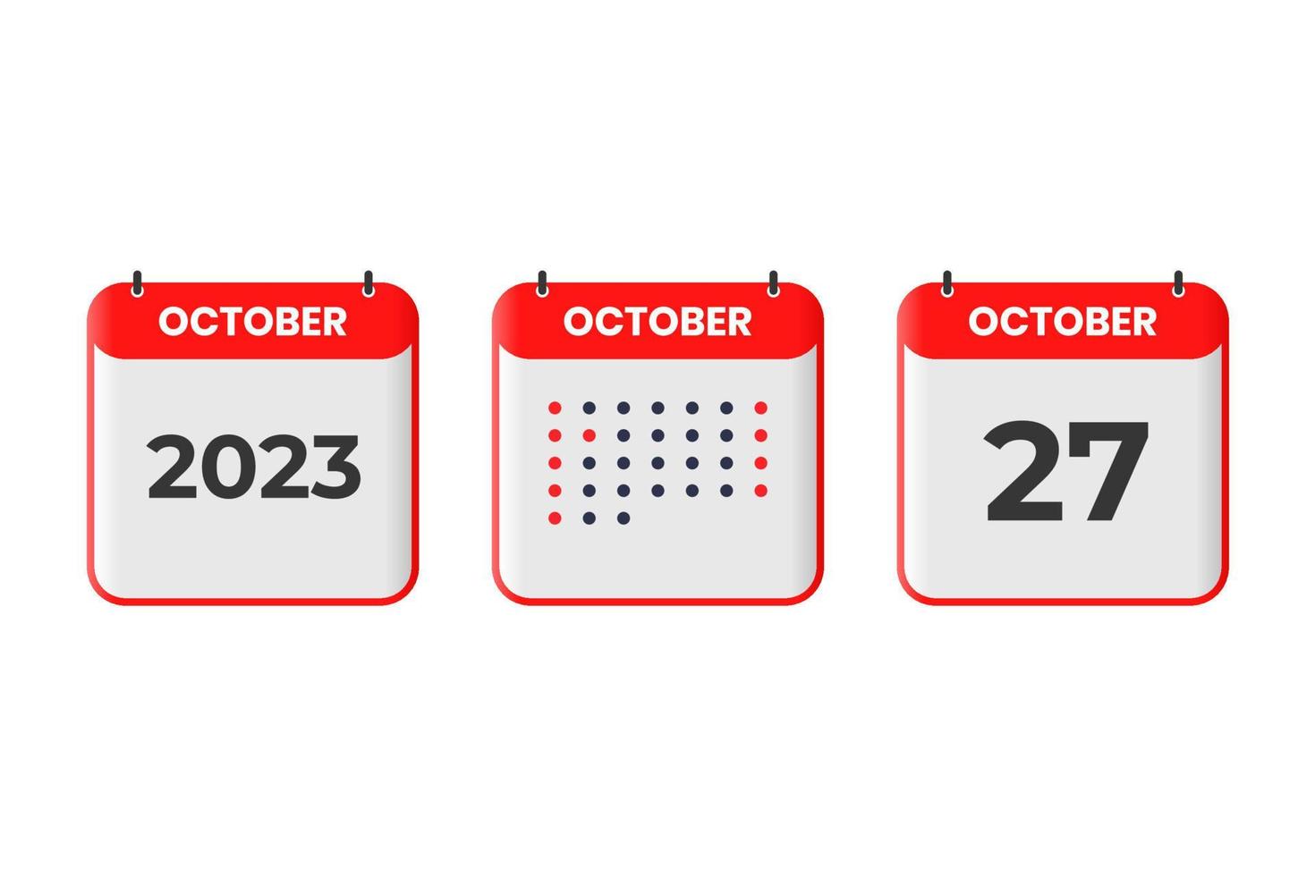 October 27 calendar design icon. 2023 calendar schedule, appointment, important date concept vector