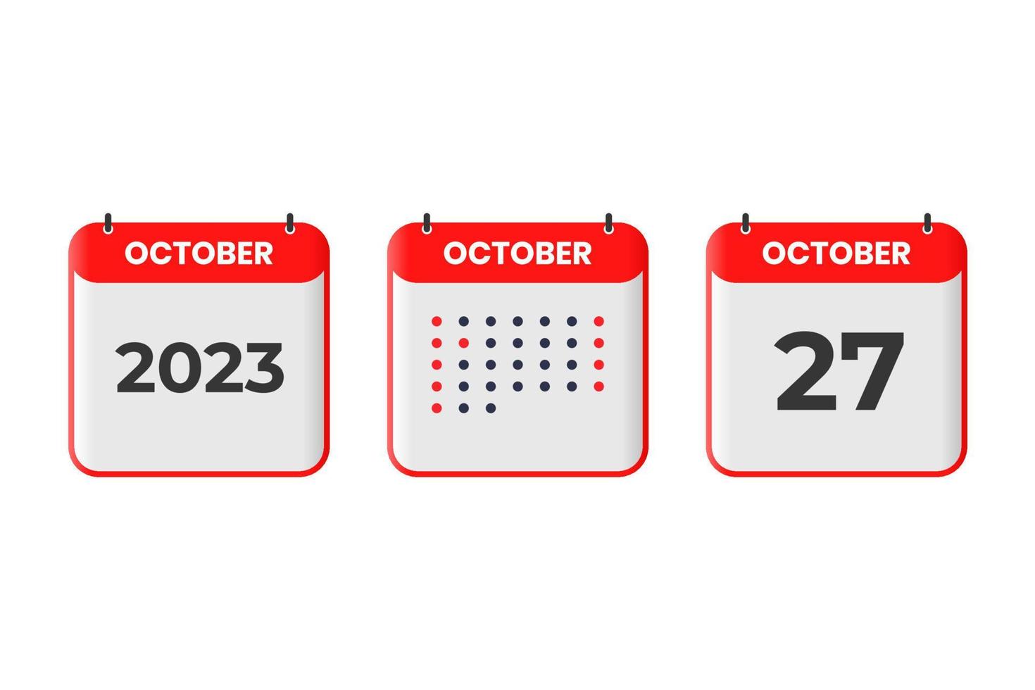 October 27 calendar design icon. 2023 calendar schedule, appointment, important date concept vector