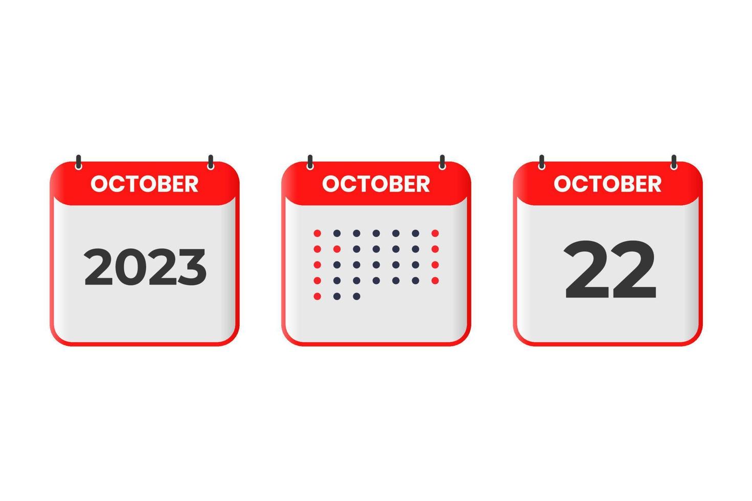 October 22 calendar design icon. 2023 calendar schedule, appointment, important date concept vector