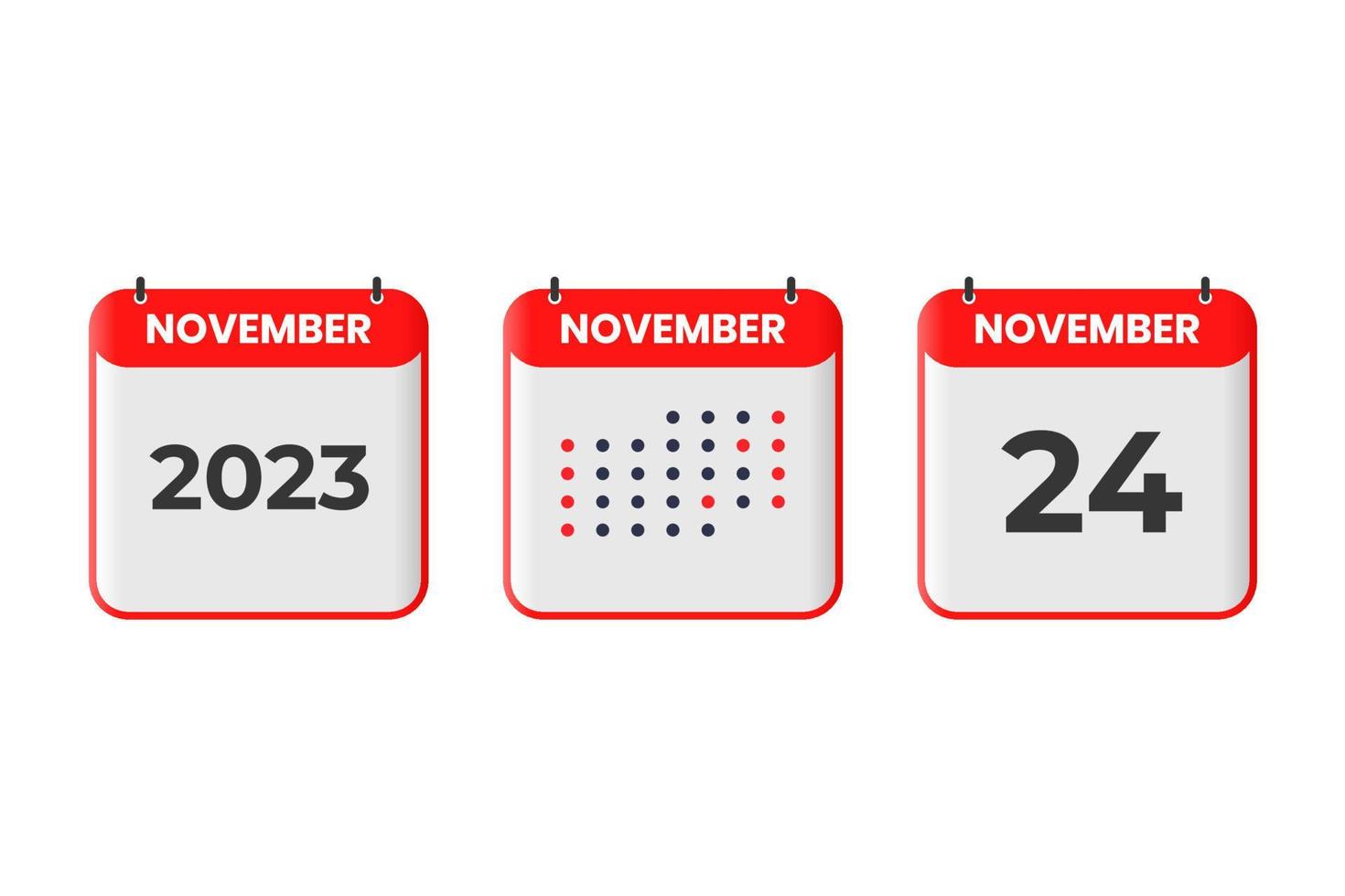 24 de noviembre icono de diseño de calendario. calendario 2023, cita, concepto de fecha importante vector