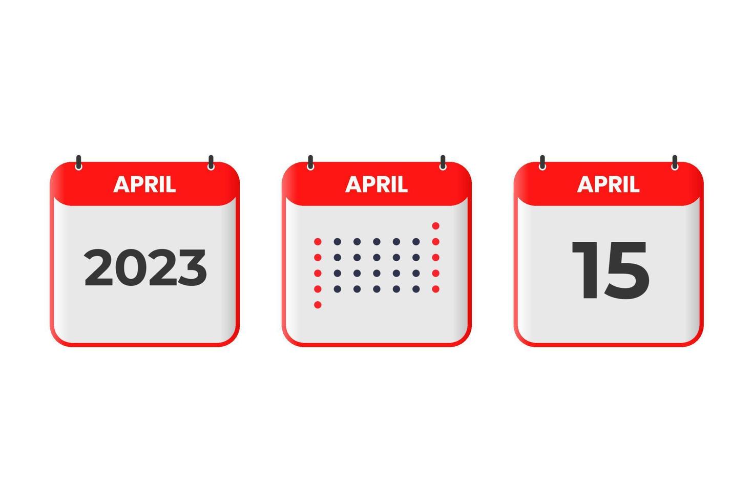 April 15 calendar design icon. 2023 calendar schedule, appointment, important date concept vector