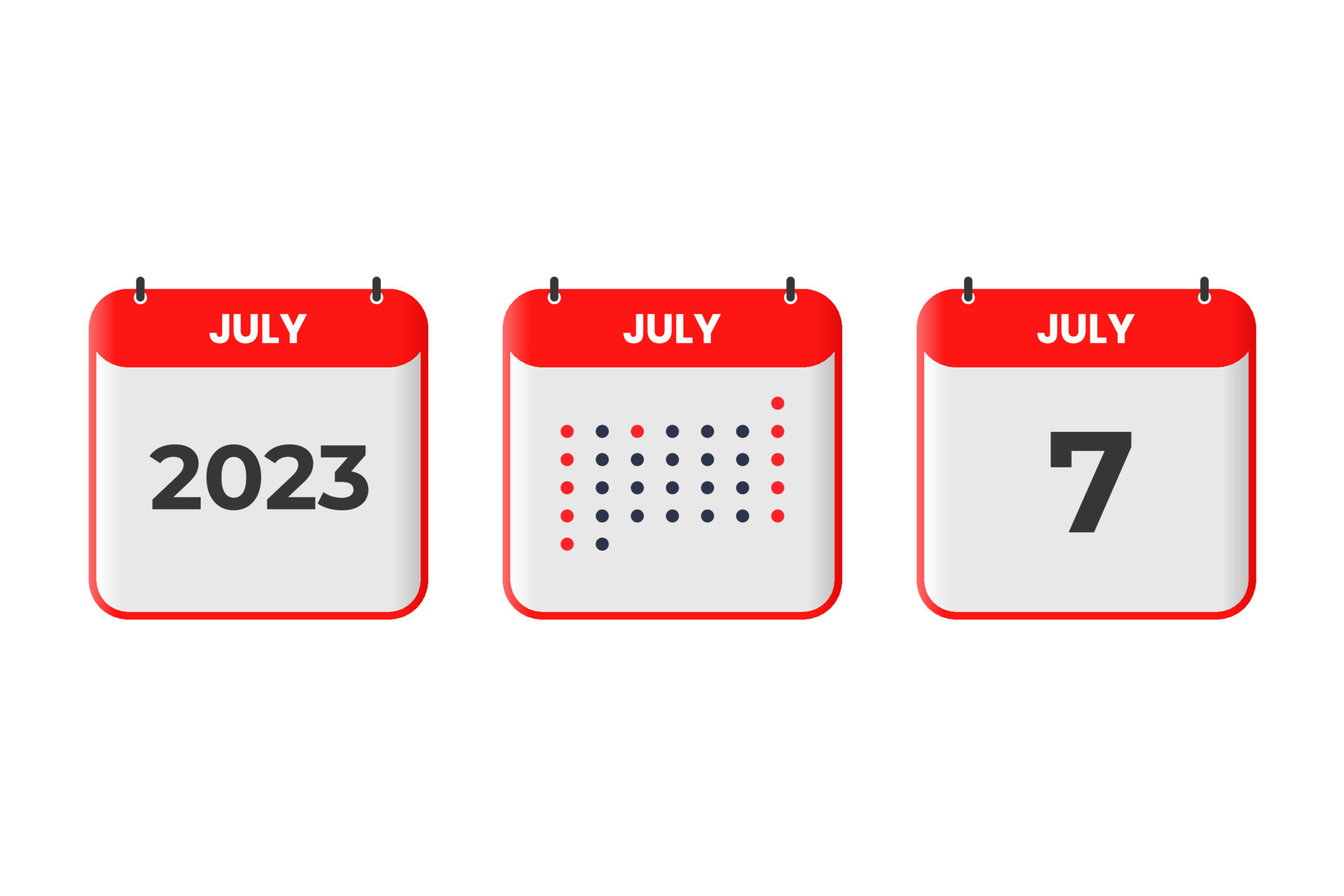 July 7 calendar design icon. 2023 calendar schedule, appointment