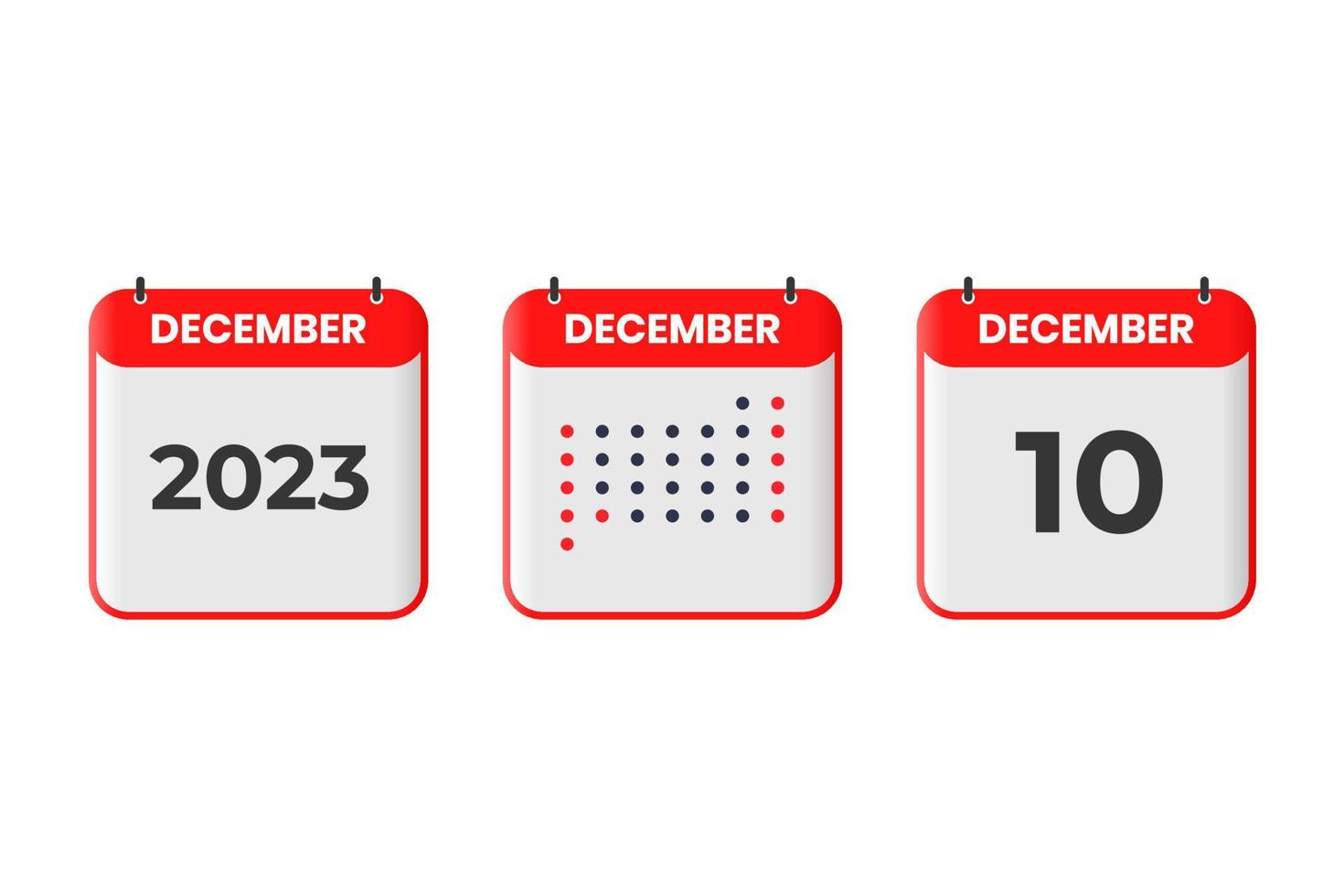 December 10 calendar design icon. 2023 calendar schedule, appointment, important date concept vector