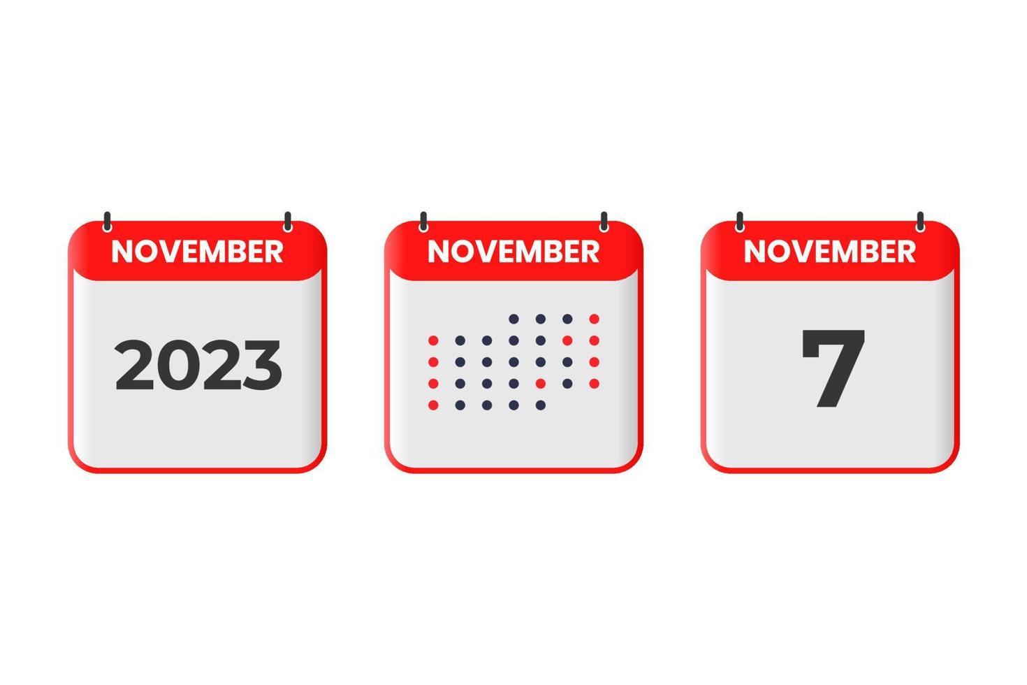 November 7 calendar design icon. 2023 calendar schedule, appointment, important date concept vector