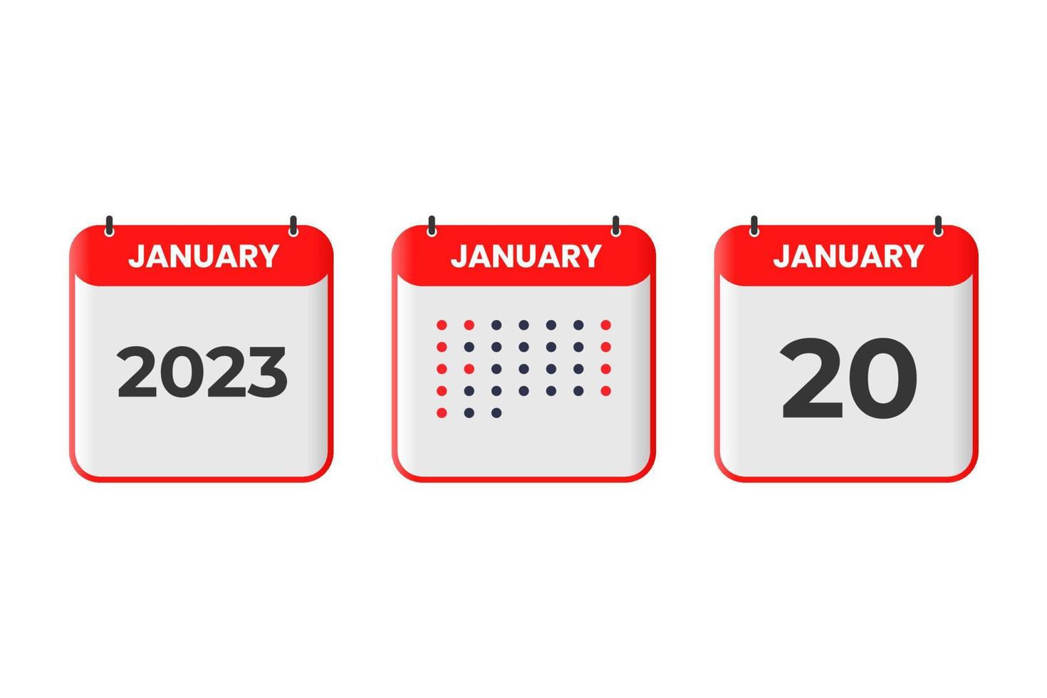 January 20 calendar design icon. 2023 calendar schedule, appointment, important date concept vector