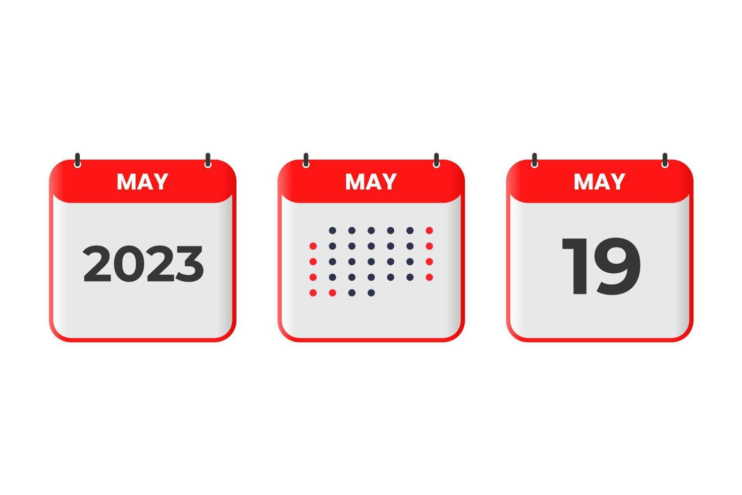 19 de mayo icono de diseño de calendario. calendario 2023, cita, concepto de fecha importante vector