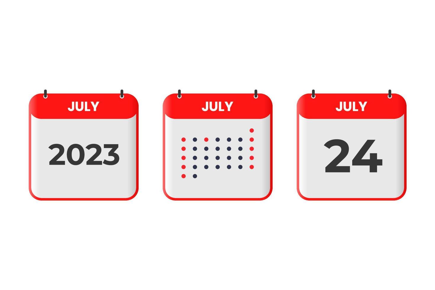 24 de julio icono de diseño de calendario. calendario 2023, cita, concepto de fecha importante vector