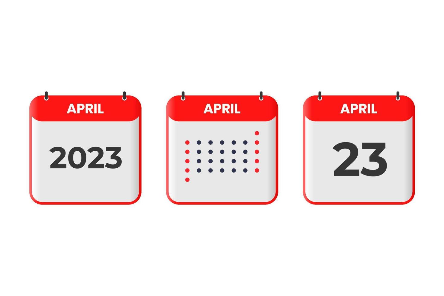 April 23 calendar design icon. 2023 calendar schedule, appointment, important date concept vector