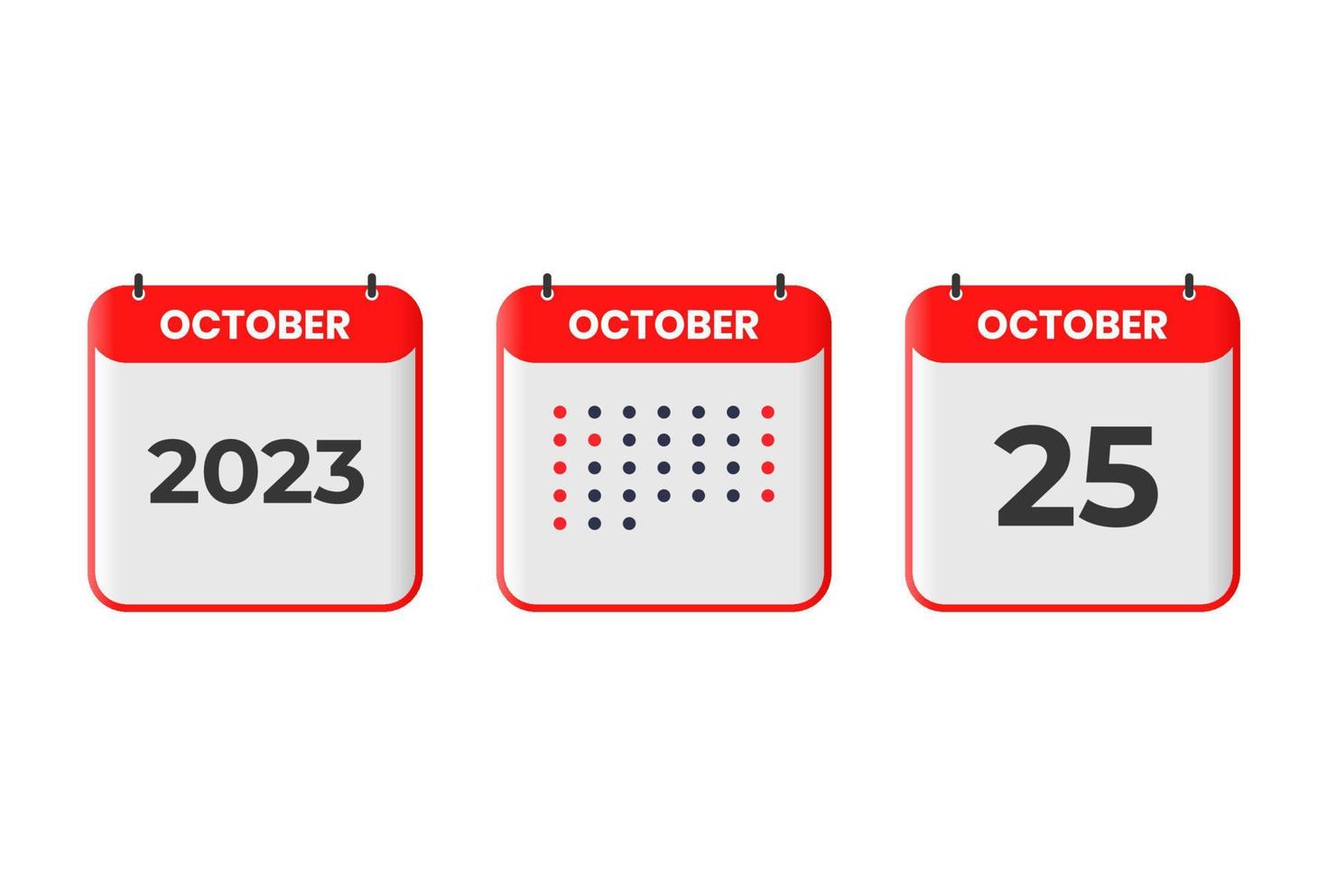 October 25 calendar design icon. 2023 calendar schedule, appointment, important date concept vector